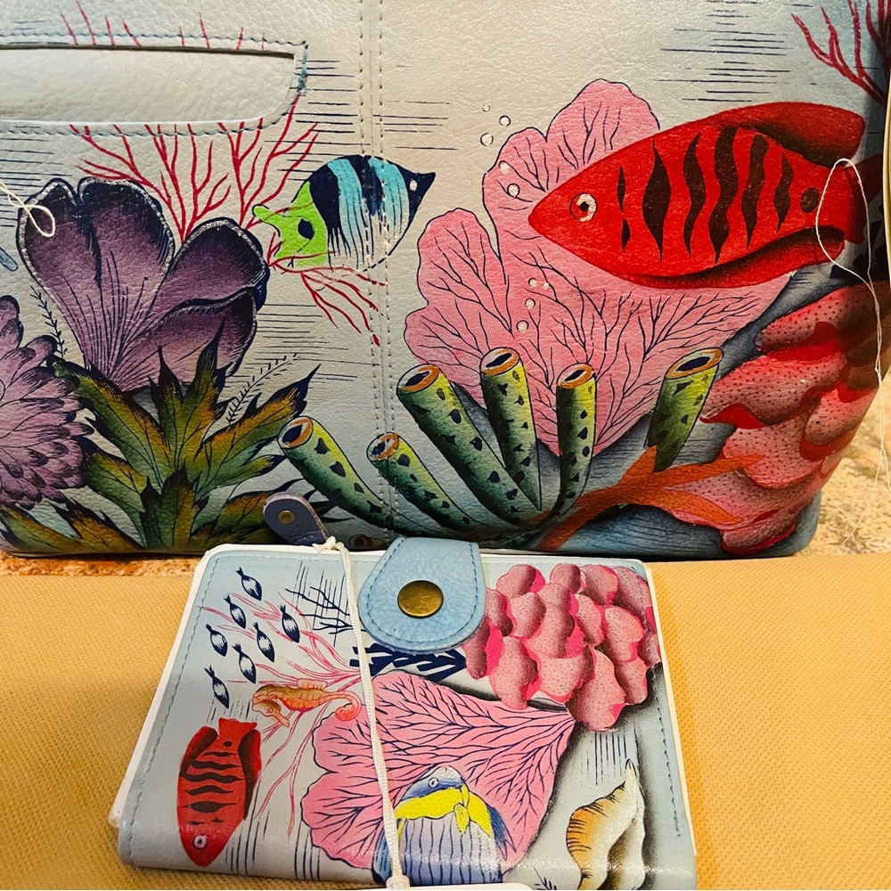 NWT!! Anna by Anuschka - TREASURES OF THE REEF TOTE BAG AND MATCHING WALLET! - Picture 3 of 16